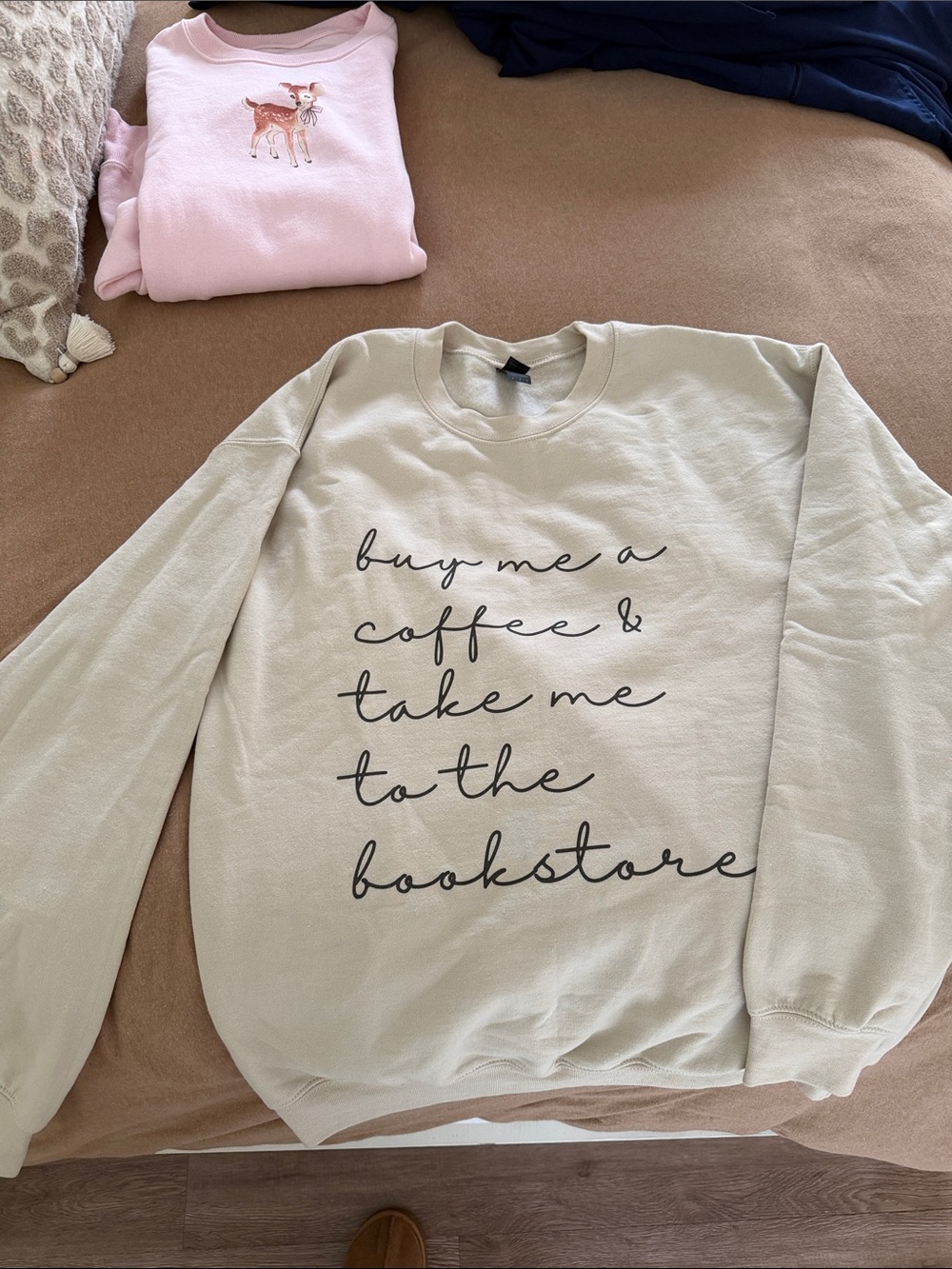 Gildan Cream Crewneck Sweatshirt with Black Script